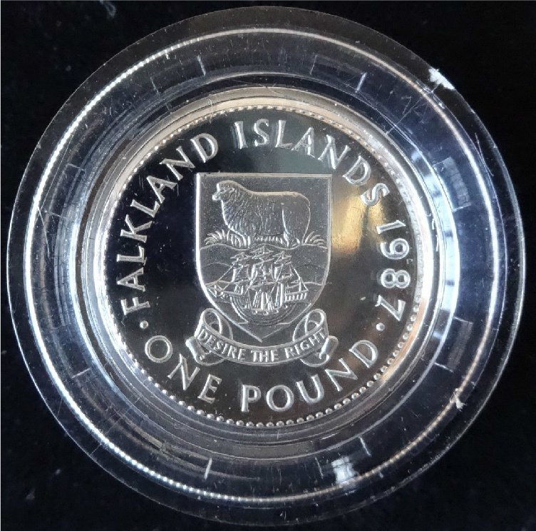() Монета Фолклендские Острова 1987 год 1 фунт &quot;&quot;  Биметалл (Серебро - Ниобиум)  UNC